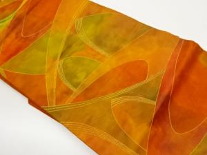 曲線に幾何学模様織出し名古屋帯